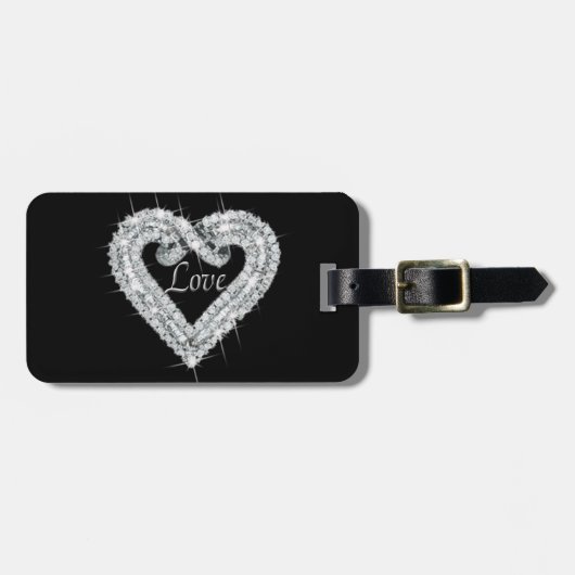 Custom Love Diamond Heart Bagagelabel (Voorkant horizontaal)