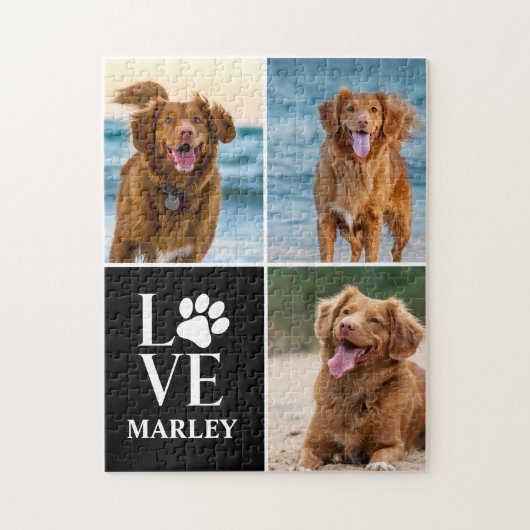 Custom Love Dog Lover Name Photo Collage Pet Legpuzzel (Verticaal)
