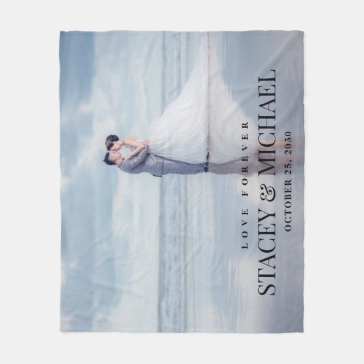 Custom Love Forever Photo Wedding Fleece Deken (Voorkant)