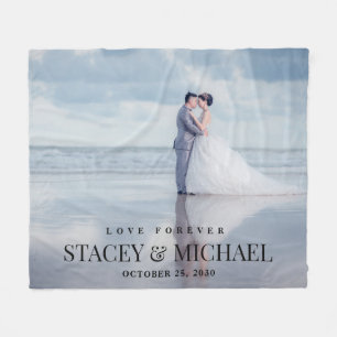 Custom Love Forever Photo Wedding Fleece Deken