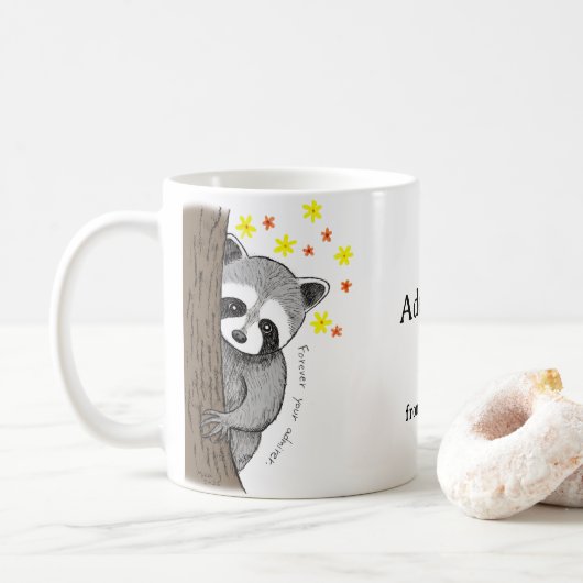 Custom Love Gift I secretly admire you Raccoon  Koffiemok (Met donut)