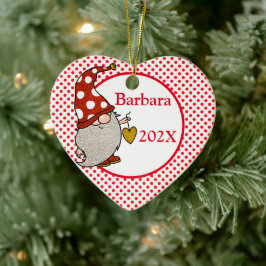 Custom Love Gnome kerstboom Keramisch Ornament