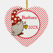 Custom Love Gnome kerstboom Keramisch Ornament (Voorkant)