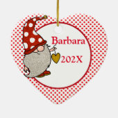 Custom Love Gnome kerstboom Keramisch Ornament (Achterkant)