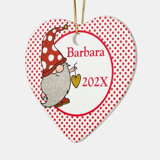 Custom Love Gnome kerstboom Keramisch Ornament (Links)