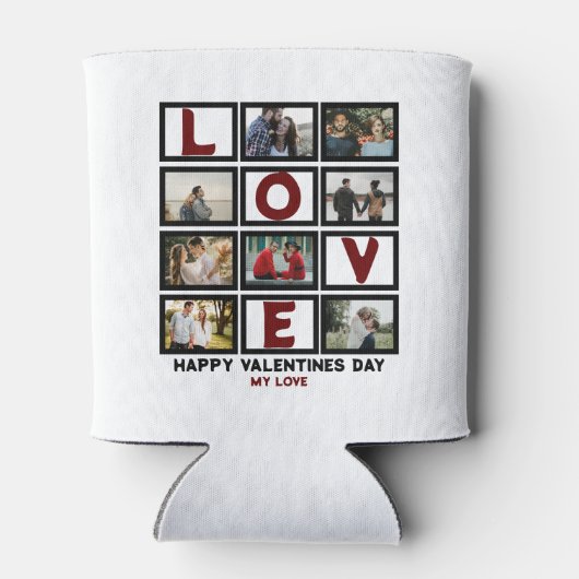Custom Love Happy Valentines Day 8 Photo Collage Blikjeskoeler (Achterkant)