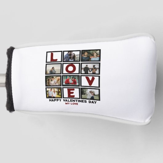 Custom Love Happy Valentines Day 8 Photo Collage Golfheadcover (Voorkant)