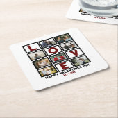 Custom Love Happy Valentines Day 8 Photo Collage Kartonnen Onderzetters (Schuin)