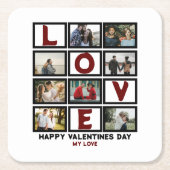 Custom Love Happy Valentines Day 8 Photo Collage Kartonnen Onderzetters (Voorkant)