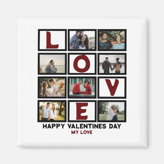 Custom Love Happy Valentines Day 8 Photo Collage Magneet (Voorkant)