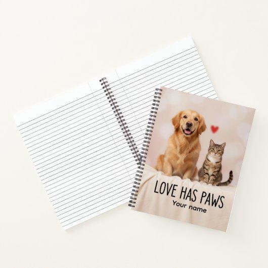 Custom Love Has Paws Canvas Notitieboek (Binnen)