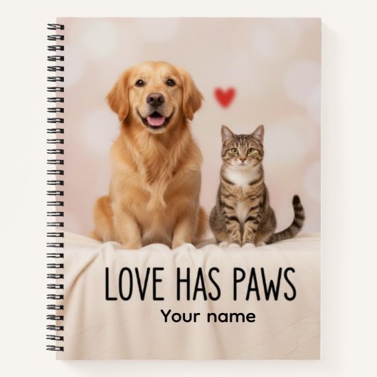 Custom Love Has Paws Canvas Notitieboek (Voorkant)