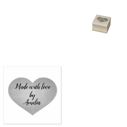 Custom Love Heart "gemaakt met liefde Rubberstempel (Gestempeld)