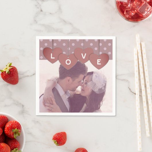 Custom Love Hearts Banner Overlaid Custom Photo Servet (Insitu)