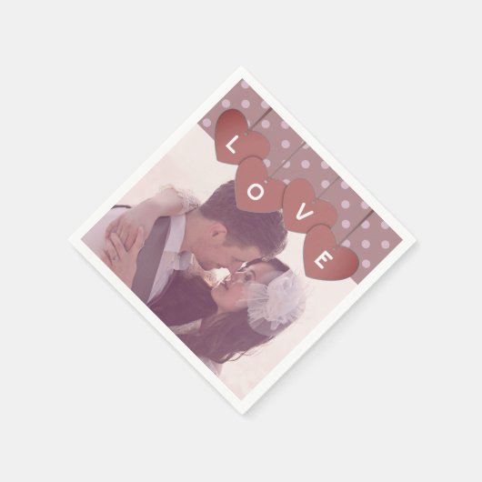 Custom Love Hearts Banner Overlaid Custom Photo Servet (Hoek)