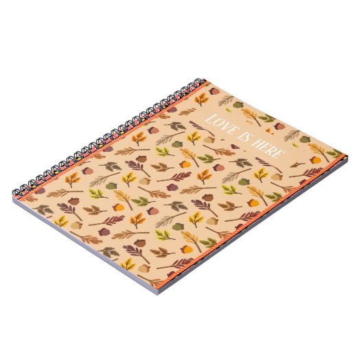 Custom Love is here Cozy autumn pattern Brown chic Notitieboek (Linkerzijde)