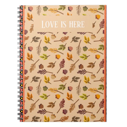Custom Love is here Cozy autumn pattern Brown chic Notitieboek (Voorkant)