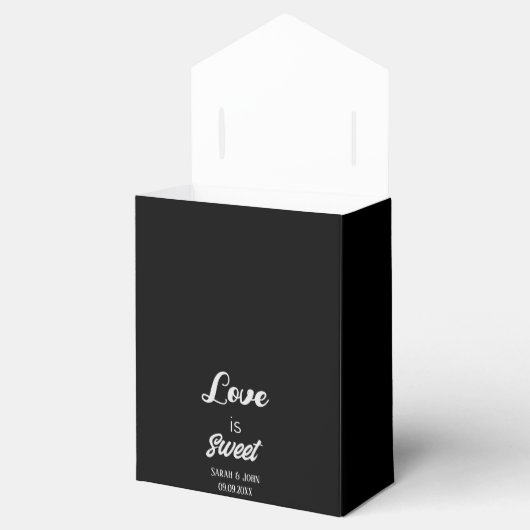 Custom Love is Sweet Classic Black White Weddensch Bedankdoosjes (Geopend)