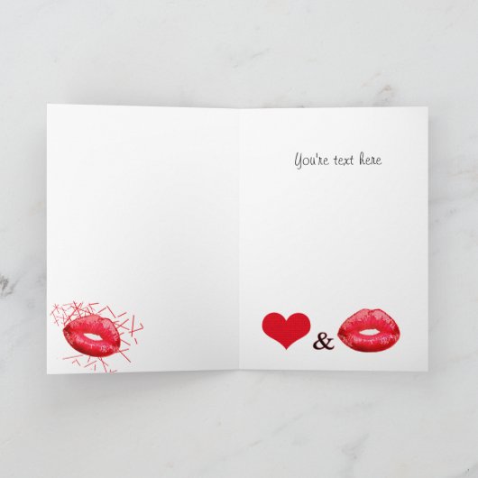 Custom Love kiss me and harten valentijn Feestdagen Kaart (Binnen)
