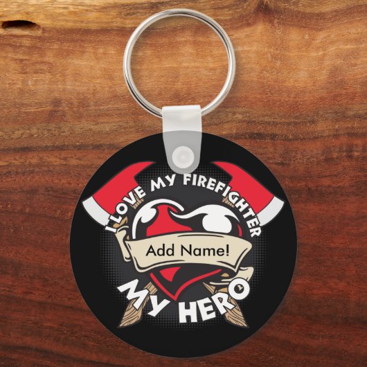 Custom Love My Firefighter Sleutelhanger (Voorkant)