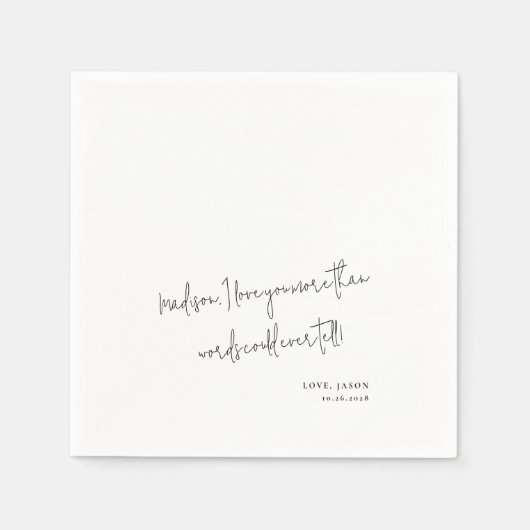 Custom Love Note Handgeschreven Stijl Huwelijksgel Servet (Voorkant)