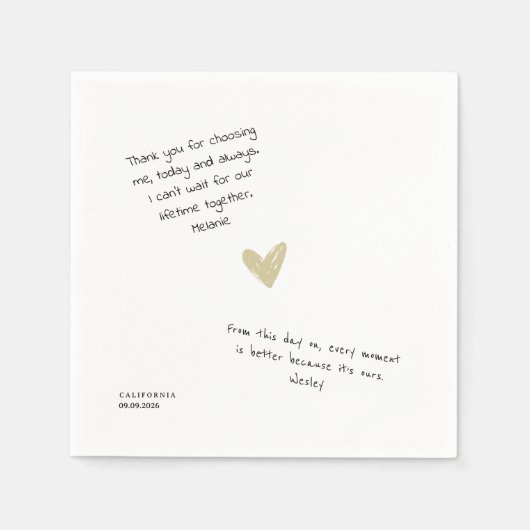 Custom Love Note Handwritten Typo-Personal Wedding Servet (Voorkant)