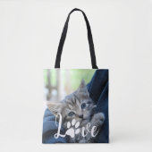 Custom Love Paw Cat Lover Pet Photo Tas (Voorkant)