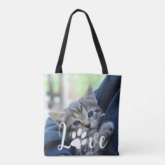 Custom Love Paw Cat Lover Pet Photo Tas (Achterkant)