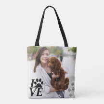 Custom LOVE Paw Print Canvas tas – Hondenliefhebbe
