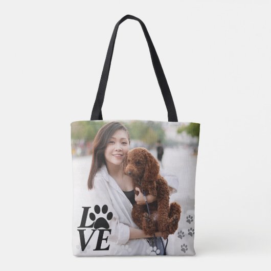 Custom LOVE Paw Print Canvas tas – Hondenliefhebbe (Achterkant)