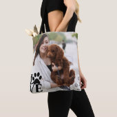Custom LOVE Paw Print Canvas tas – Hondenliefhebbe (Dichtbij)
