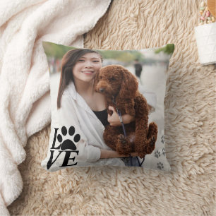 Custom LOVE Paw Print Hondenliefhebber Kussen