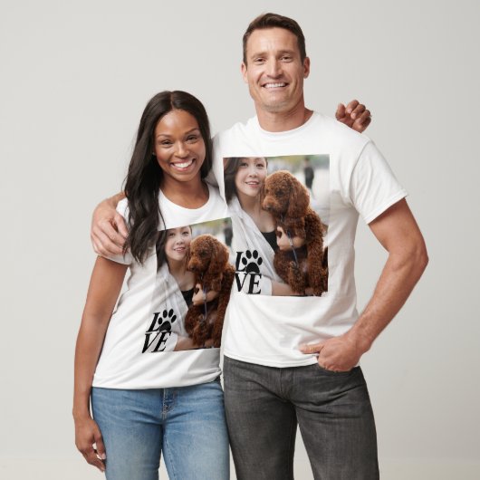 Custom LOVE Paw Print T-shirt – voor Hondenliefheb (Unisex)