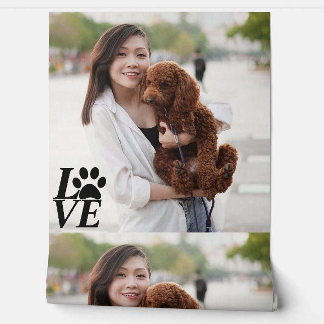 Custom LOVE Paw Print Wallpaper voor echt Hondenli Behang (Afrollen)