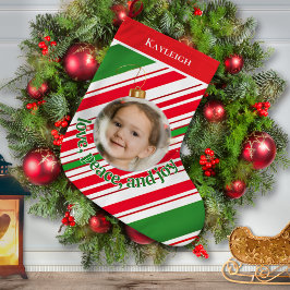 Custom Love Peace Joy Foto Grote Kerstsok
