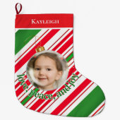 Custom Love Peace Joy Foto Grote Kerstsok (Voorkant)