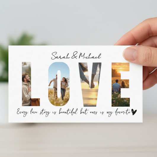 Custom LOVE Photo Collage Card for Couples Visitekaartje