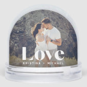 Custom Love Photo Snow Wereldbol met Paar Namen Sneeuwbol (Achterkant)