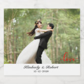 Custom Love Photo Wedding Sparkling Wijnetiket (Enkel label)