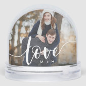 Custom Love Script Photo Snow Wereldbol met Initia Sneeuwbol (Achterkant)