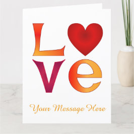 Custom LOVE Square Lettering Rood & Geel op wit Kaart