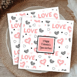 Custom Love Text Hearts Hand Drawn Valentine Napki Servet