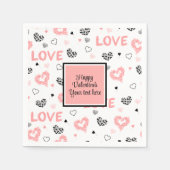 Custom Love Text Hearts Hand Drawn Valentine Napki Servet (Voorkant)