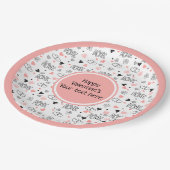 Custom Love Text Hearts Hand Drawn Valentine Plate Papieren Bordje (Gekanteld)