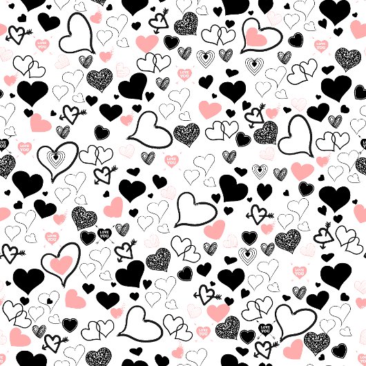 Custom Love Tie Pink Black Heart Sketch Stropdas