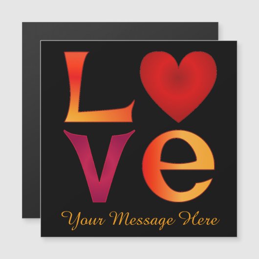 Custom LOVE Vierkante belettering Ombre Rood & Gee (Voorkant / Achterkant)