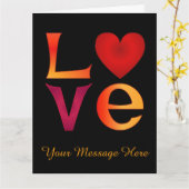 Custom LOVE Vierkante belettering Ombre Rood & Gee Kaart (Gele Bloem)