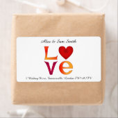 Custom LOVE Vierkante Lettering Rood & Geel Adres Etiket (Insitu)
