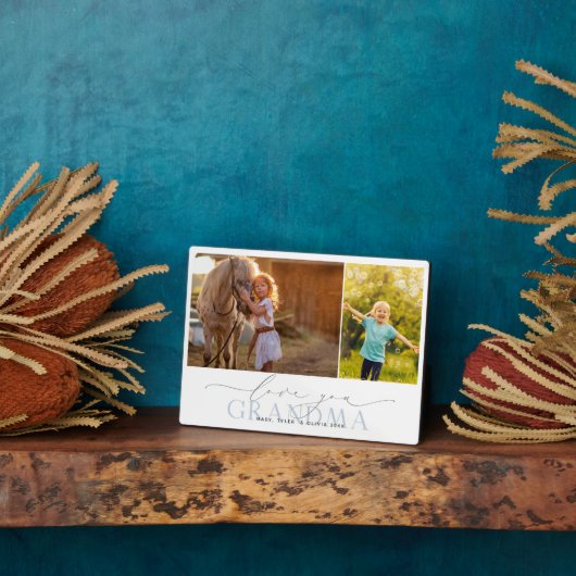 Custom Love You Grandma 2 Photo Collage Fotoplaat (Zijkant)