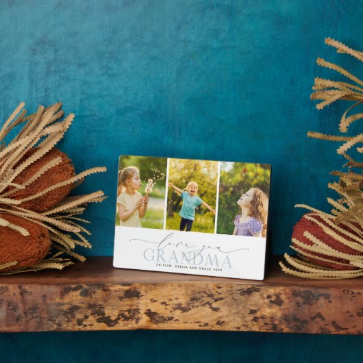 Custom Love You Grandma 3 Photo Collage Plaque Fotoplaat (Zijkant)